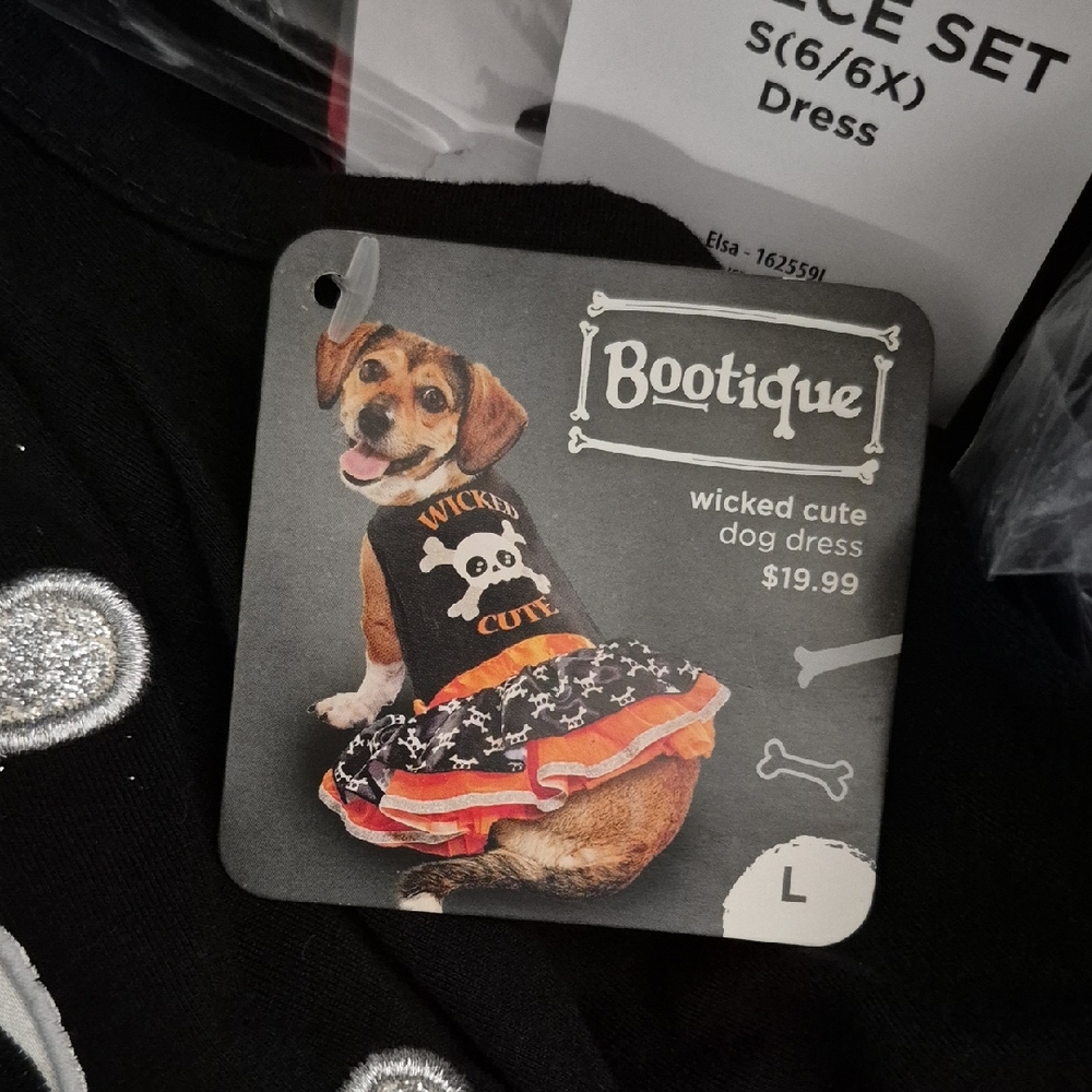 Bootique Skull Dog Dress with Orange and Black